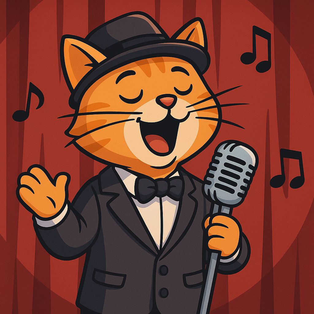 Cartoon cat singing on Spotify